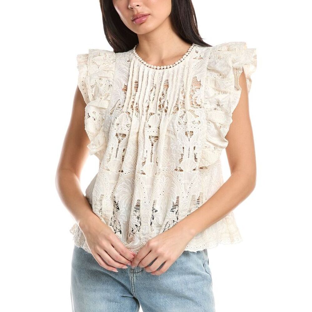 Stellah Womens  Hannah Novelty Lace Top, White